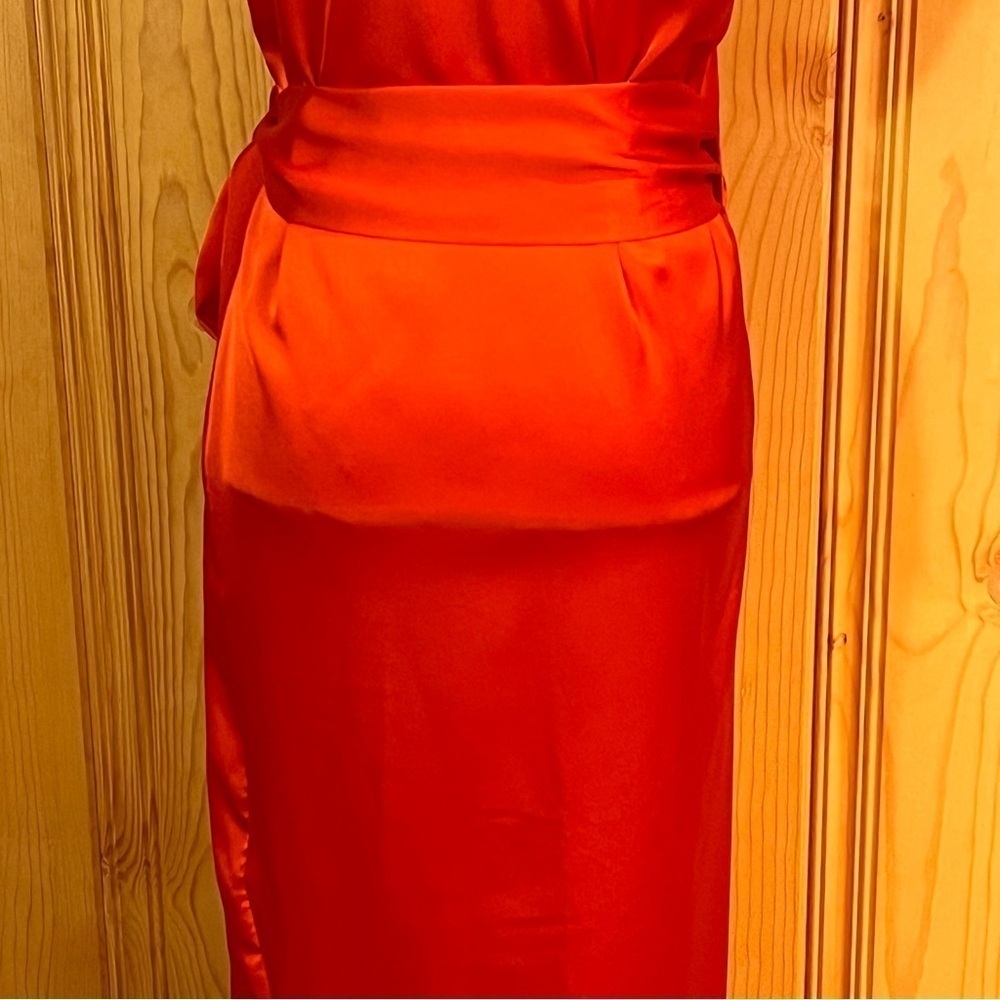 Shahar Avnet Orange Tulip Wrap Midi Dress Sz-One Size - Picture 8 of 11